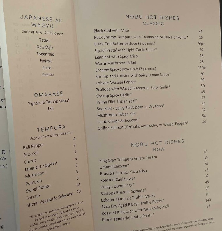 Nobu Chicago Restaurant Menu – Innovative Japanese & Sushi in Chicago